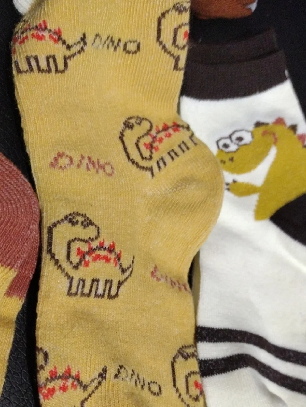 Kids Yellow Cartoon Dinosaur Crew Socks -10 Pack of Fun Designs